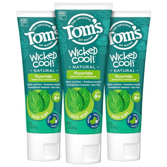 Tom's of Maine Wicked Cool Fluoride Children's Natural Toothpaste 3-Pack New - Picture 1 of 5